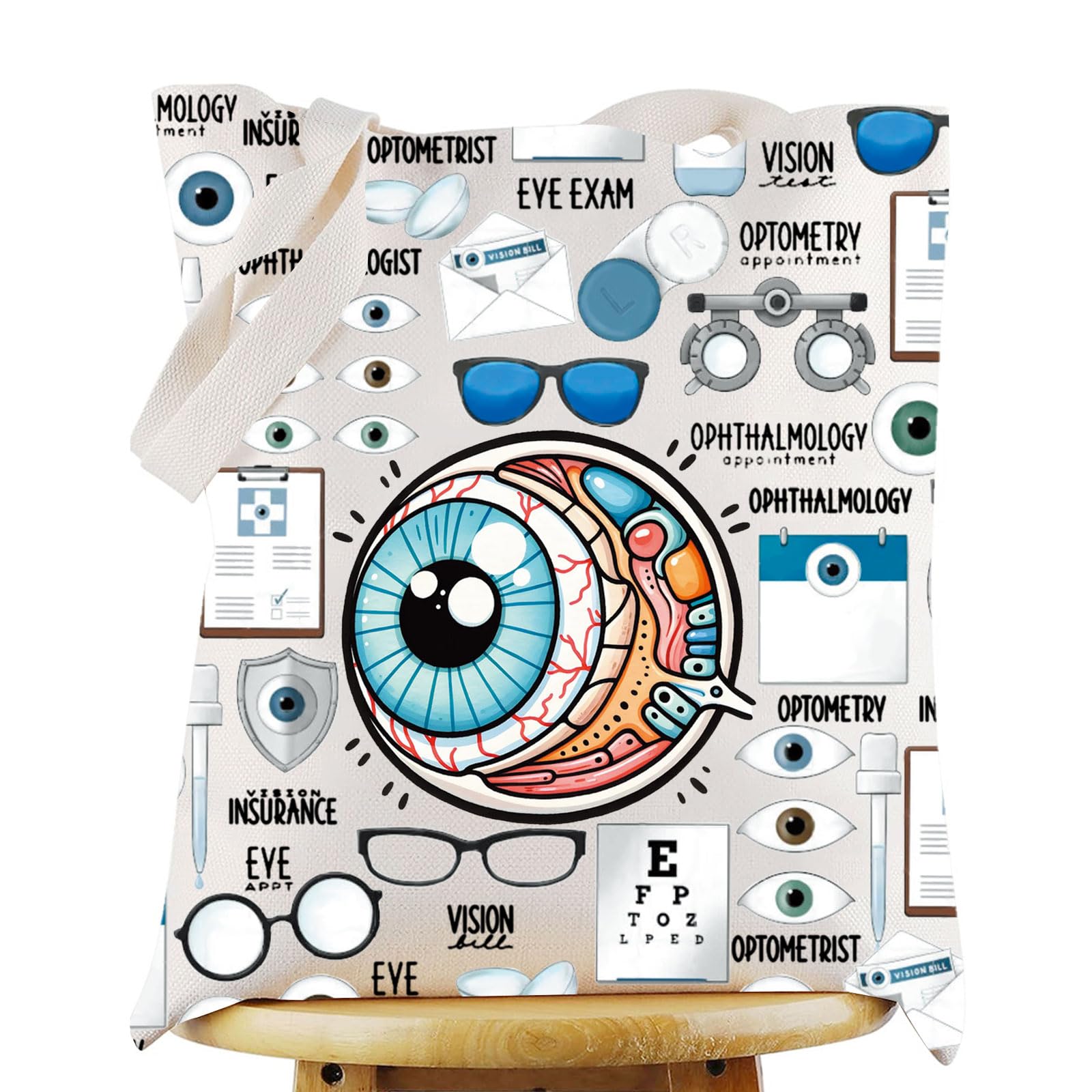 WZMPA Optometry Optician Tote Bag Eye Doctor Gift Optometrist Grocery Bag Optometry Merchandise (Ophthalmologist-T)