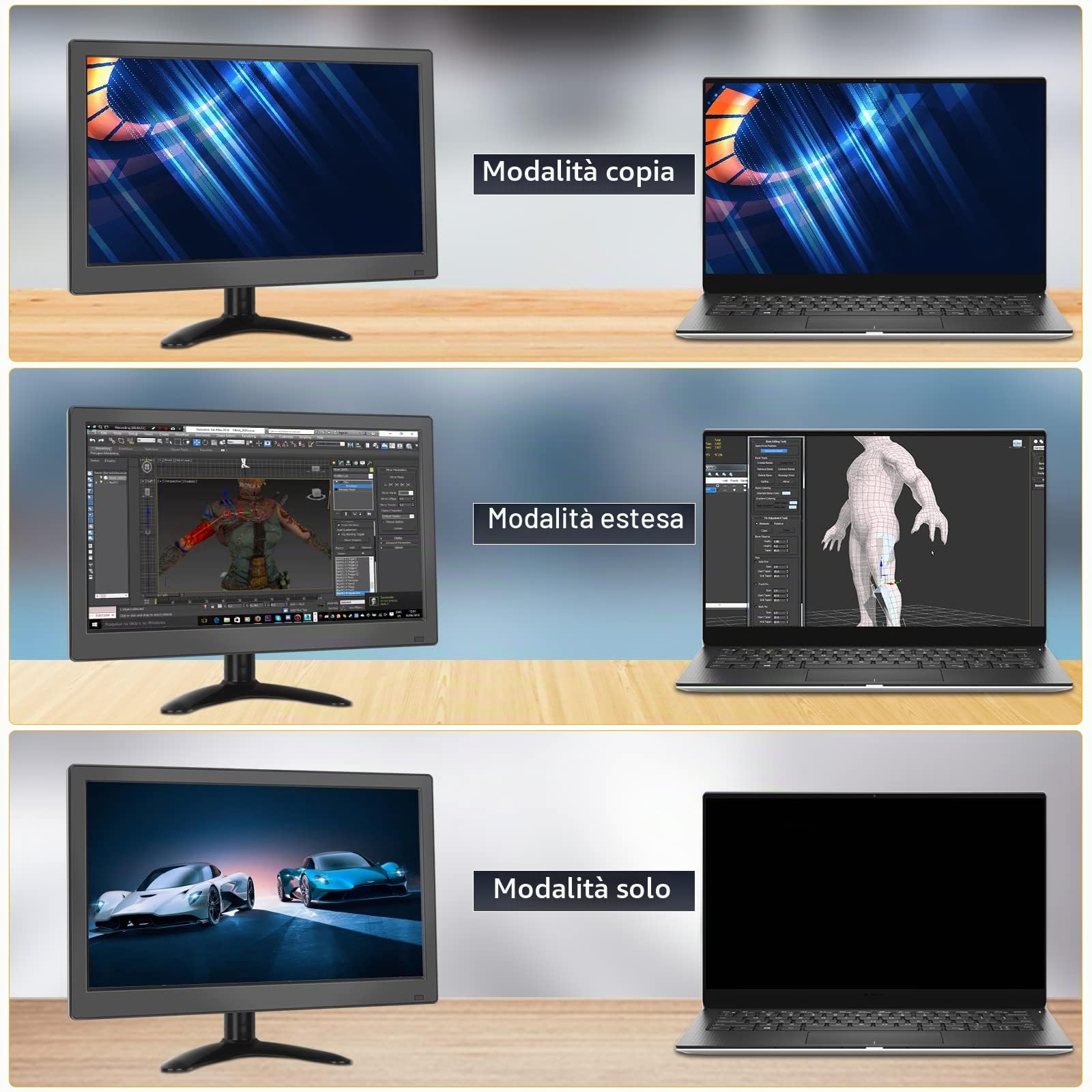 CAMECHO 11,6 pollici Monitor portatile HD 1080P Display CCTV Monitor integrato con altoparlante con connessione HDMI VGA AV BNC Compatibile con PC, DVD, TV, telecamera di sorveglianza
