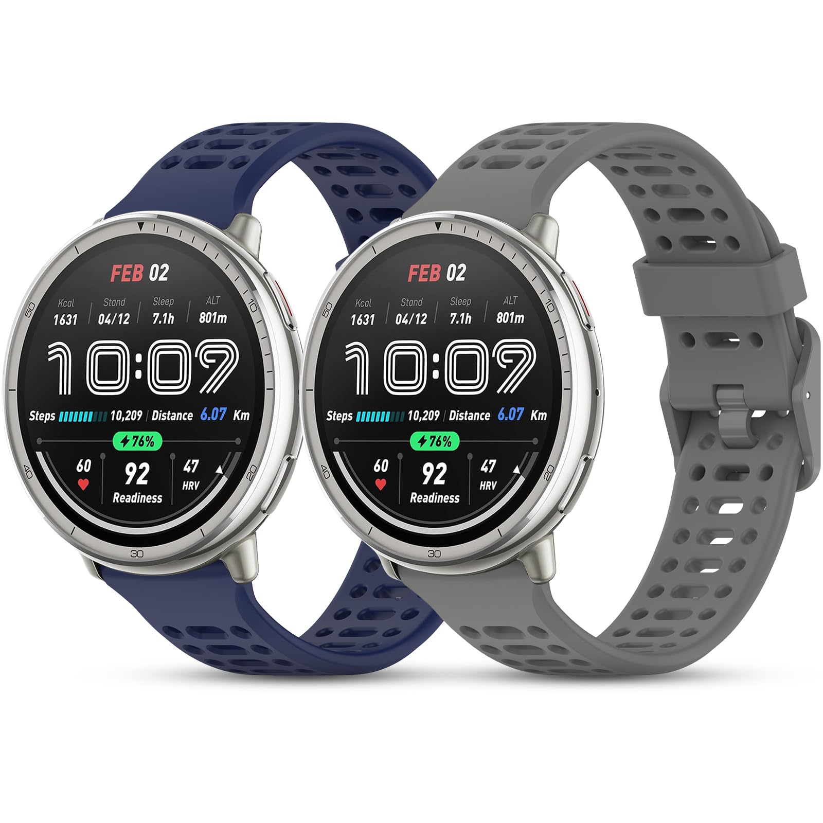 2x Silikon Armband Für Amazfit Active 2/Garmin Vivoactive 5 & Mehr - 20 Mm, Verstellbar, Sport-Armband Ersatz