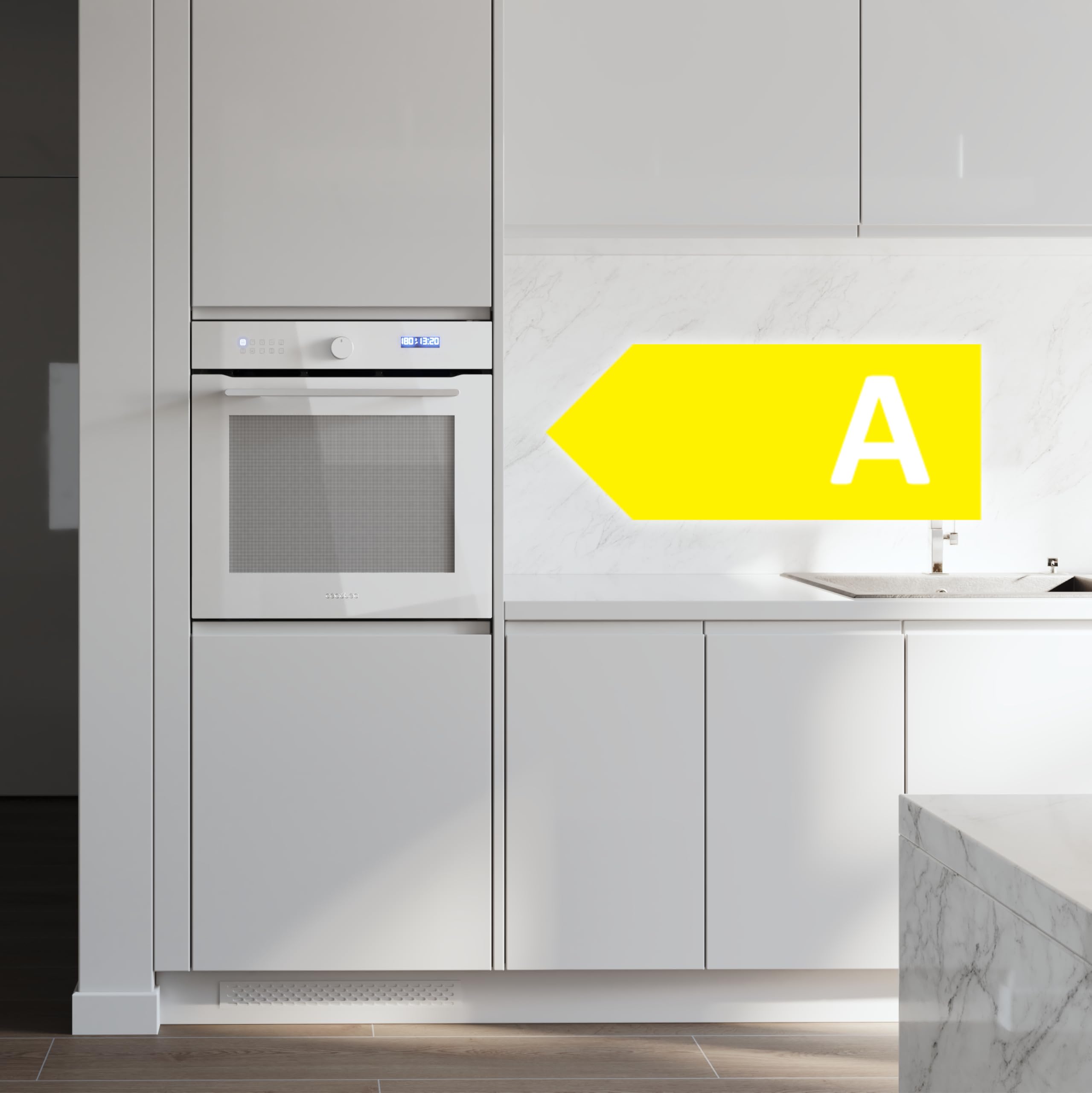 Cecotec Four Encastrable Multifonction 60 cm Bolero Hexa AF316000 Glass White A 3400 W, 81 L, 11 Fonctions avec Airfryer Master, Pizza Master, Steam Assist, Steam EasyClean, 3D Cooking, Defrost - 5