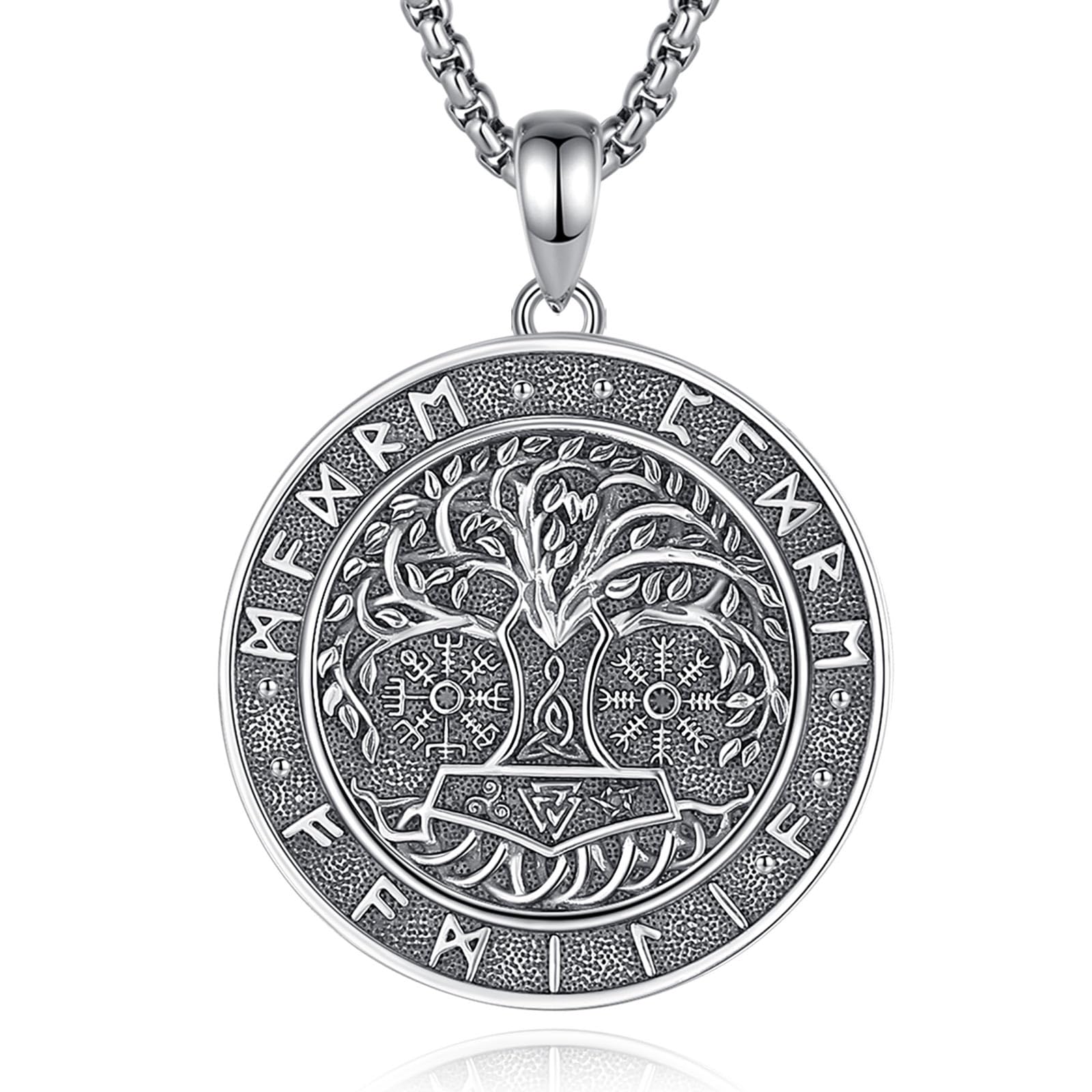 INFUSEU Keltische Wolfs Kette, 925 Sterling Silber Mond Abal