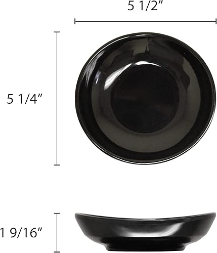 Miniatura 2 de Thunder Group Colección clásica de vajilla de melamina negra de 8 onzas, plato redondo de 5 1/2 pulgadas, 1 1/4 pulgadas de profundidad, viene en