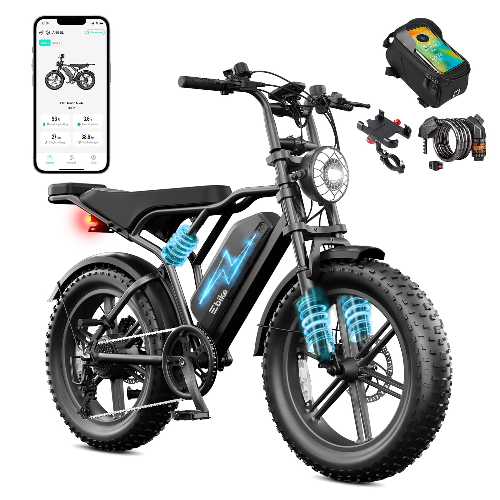 TST Electric Bike - 48V 15Ah Battery, 1500W Peak Motor, 20 * 4.0 Fat Tire