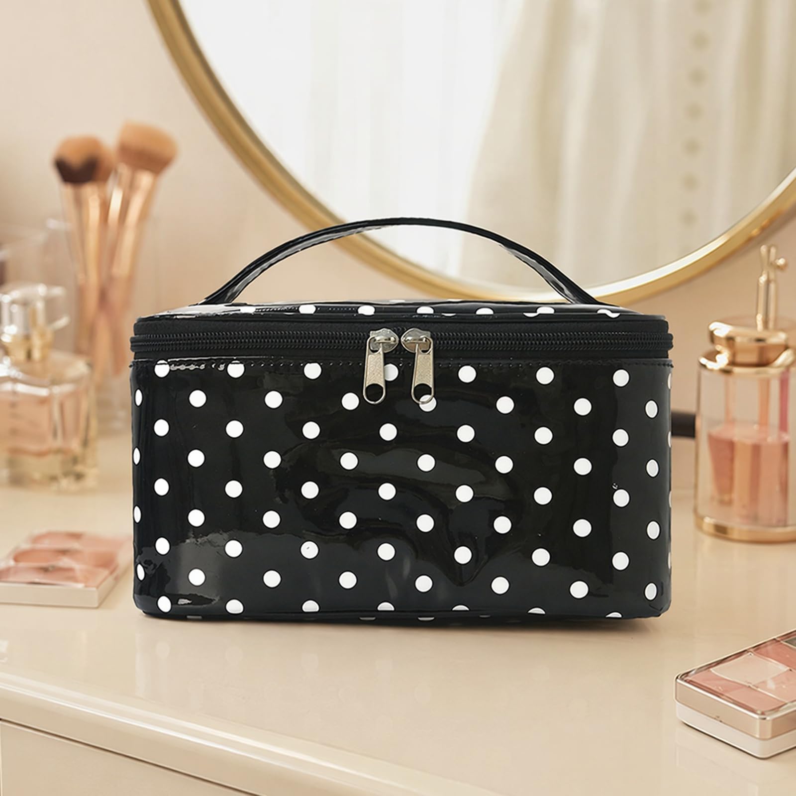 Damski PU Polka-Dot Boho Tote organizer czerwony