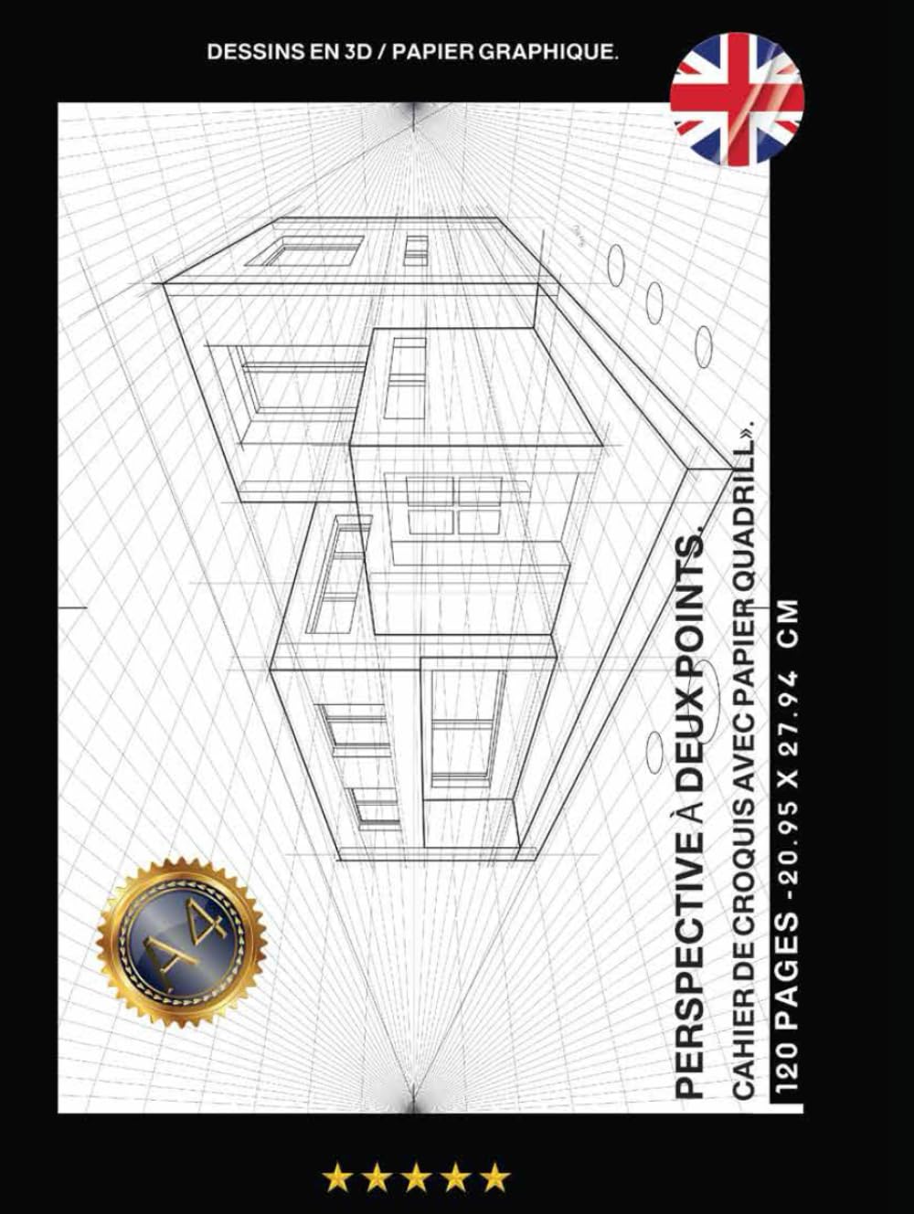 Cahier de croquis perspective papier quadrillé dessin 3D et design