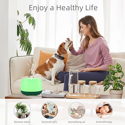 Miniatura 6 de Difusor de aromaterapia de 10.1 fl oz para el hogar, difusor silencioso para aceites esenciales con control remoto, 7 luces LED que cambian de