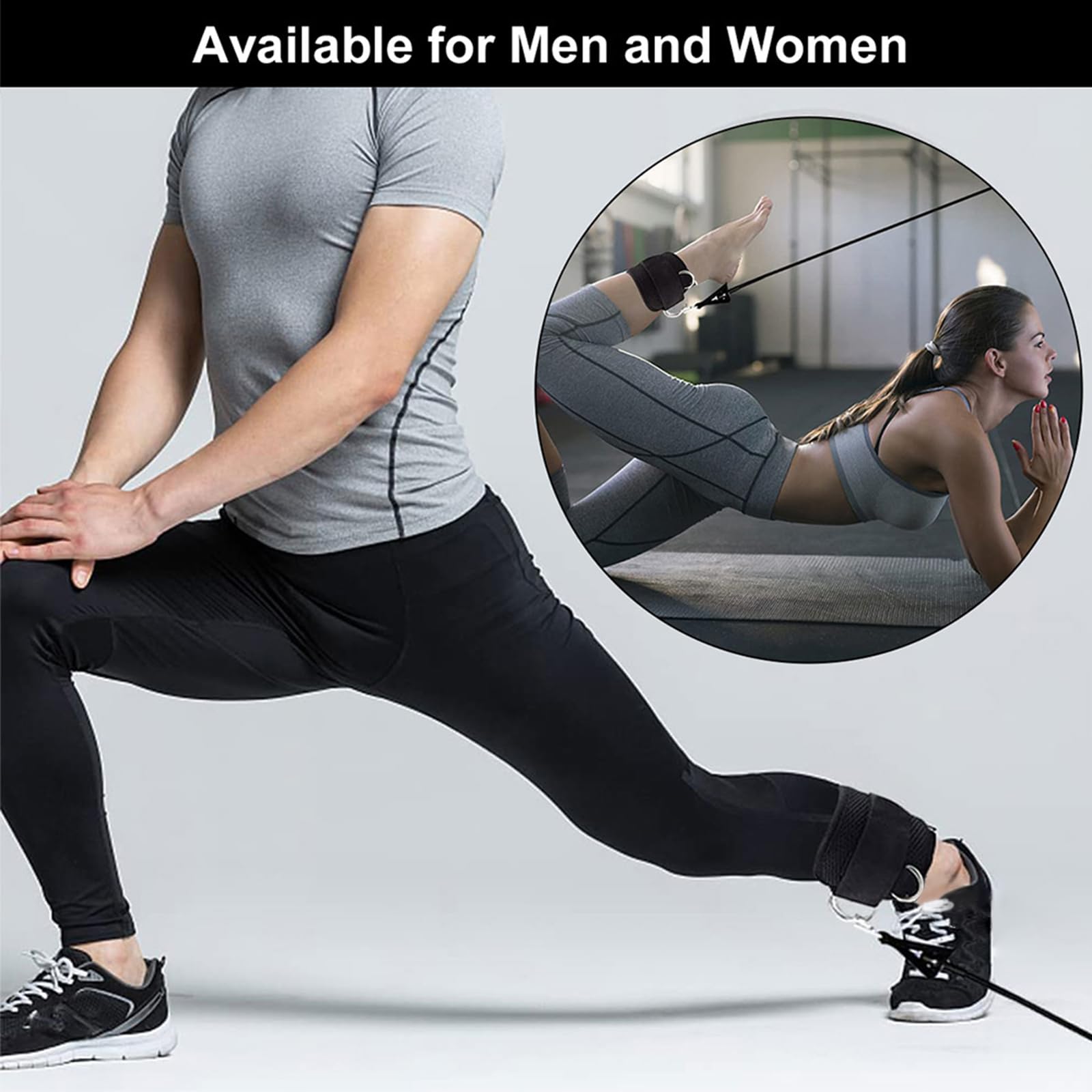 Cinghie Per Caviglia Palestra - 2 Pezzi, Regolabili, Per Estensioni Gambe E Allenamento Funzionale - Foto 4