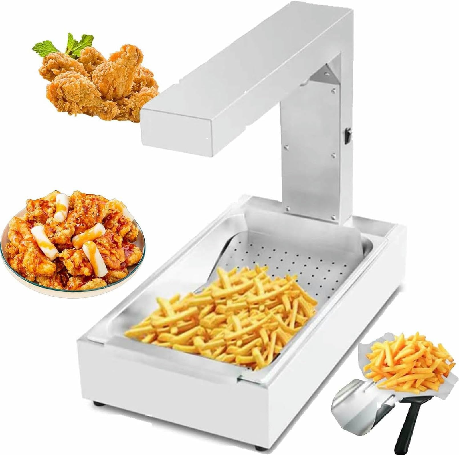 Chauffe-frites commercial 1000W pour éviter les frites molles sur buffet de comptoir