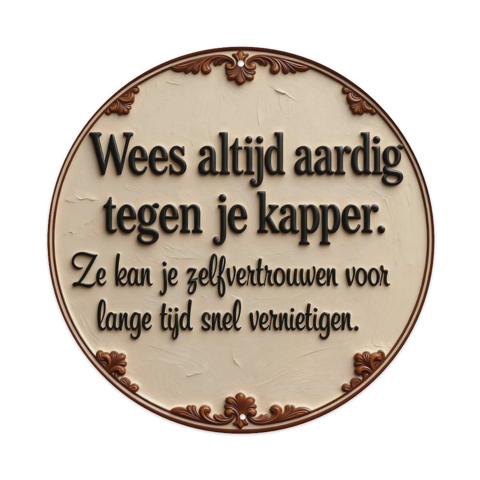 Zlatcbu Vintage Dutch Be Nice To Barber Metal Tin Sign Retro Wall Art Poster, Decor For Home Living Room Bar Cafe Garage, 8X8 Inch