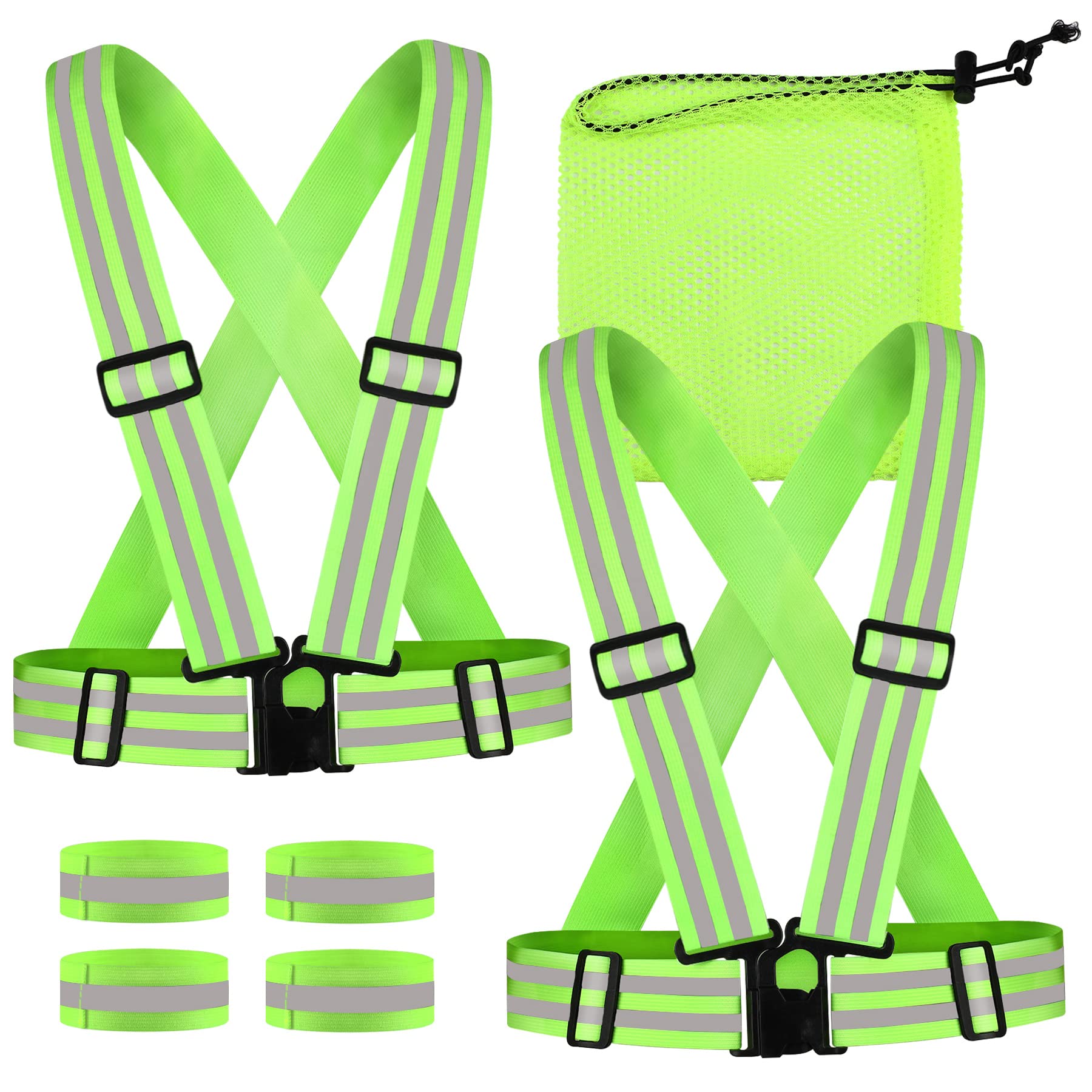 GOIEHIR Sicherheitswesten 6er Set - 360° Reflektierend, Gelb, Universalgröße - Für Auto, Rad & Arbeit