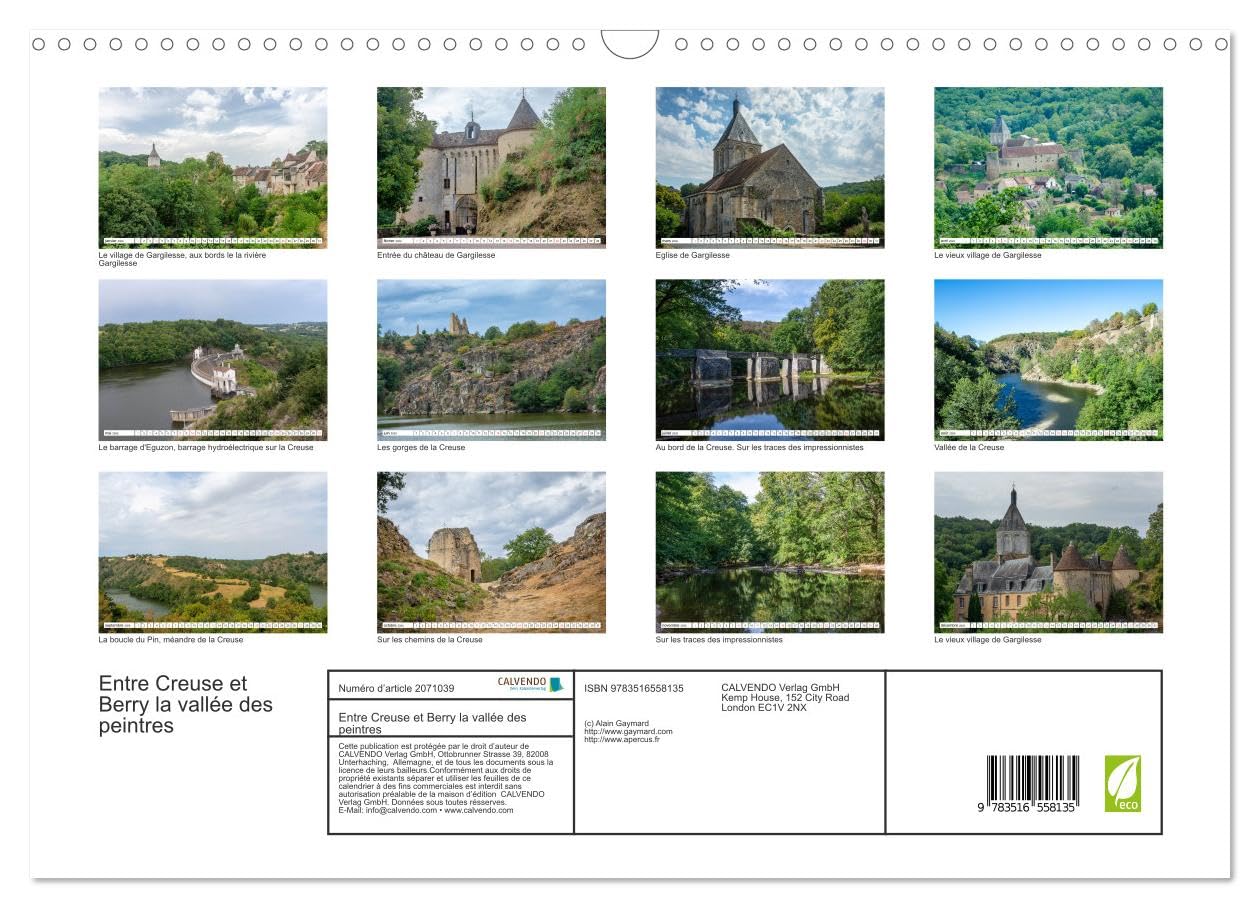 Entre Creuse et Berry la vallée des peintres (Calendrier mural 2026 DIN A3 vertical), CALVENDO calendrier mensuel: Les paysages pittoresques de la vallée de la Creuse