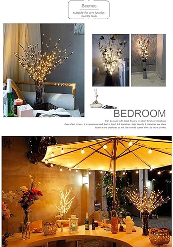 Miniatura 5 de DK177 Paquete de 6 luces LED de rama, funciona con pilas, jarrón de ramas iluminadas, sauce, árbol de sauce, artificial, de 30 pulgadas, 20 LED para