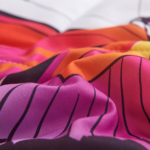 Miniatura 7 de Juego de edredón de mariposa, patrón para niños y niñas, juegos de edredón decorativos con 2 fundas de almohada, tamaño Queen