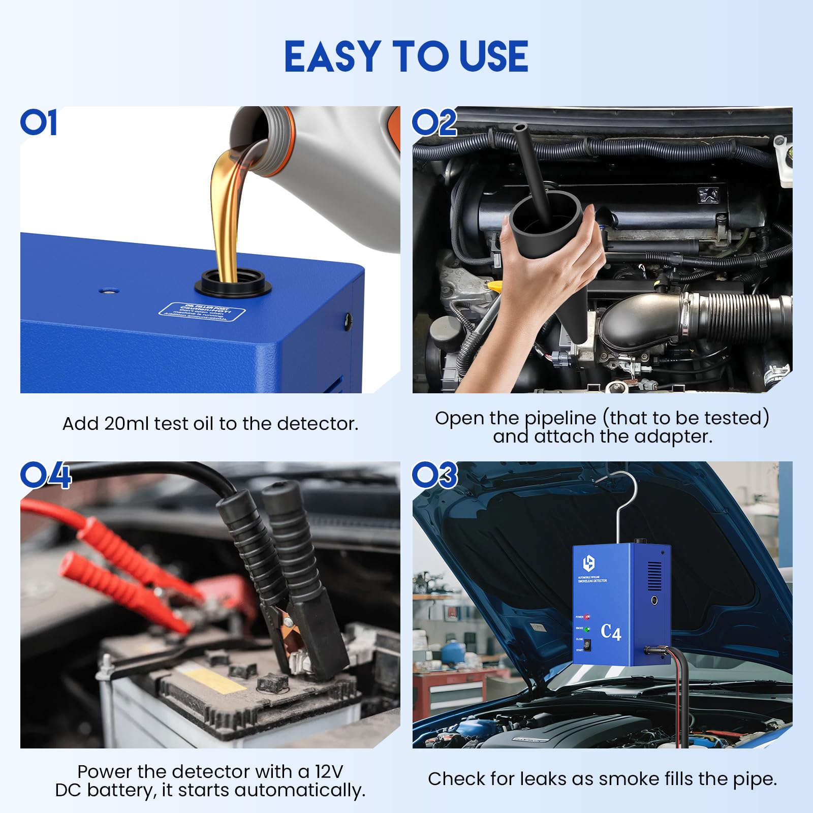 Rilevatore di perdite per perdite di Macchine per Fumo Automatico Tester di perdite ad Alta precisione per aspirapolvere, Carburante e sistemi di Scarico in Auto, Camion, motocicli da 12 V