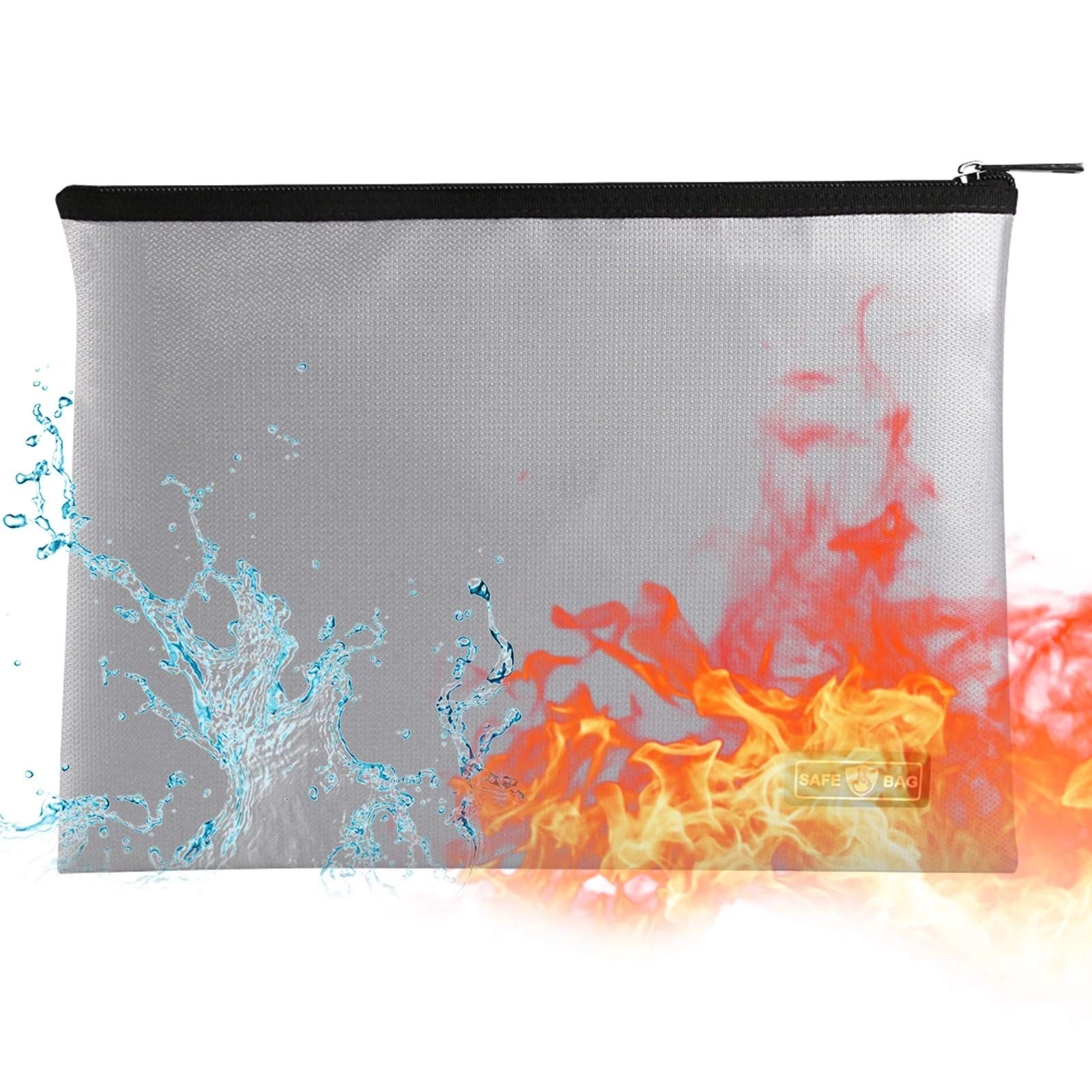 Eqnsmdtgz Noir Fireproof Document Box Safe Storage Pouchwith Zipper Closure Fireproof Document Bag For Passports, Legal Files And Valuables