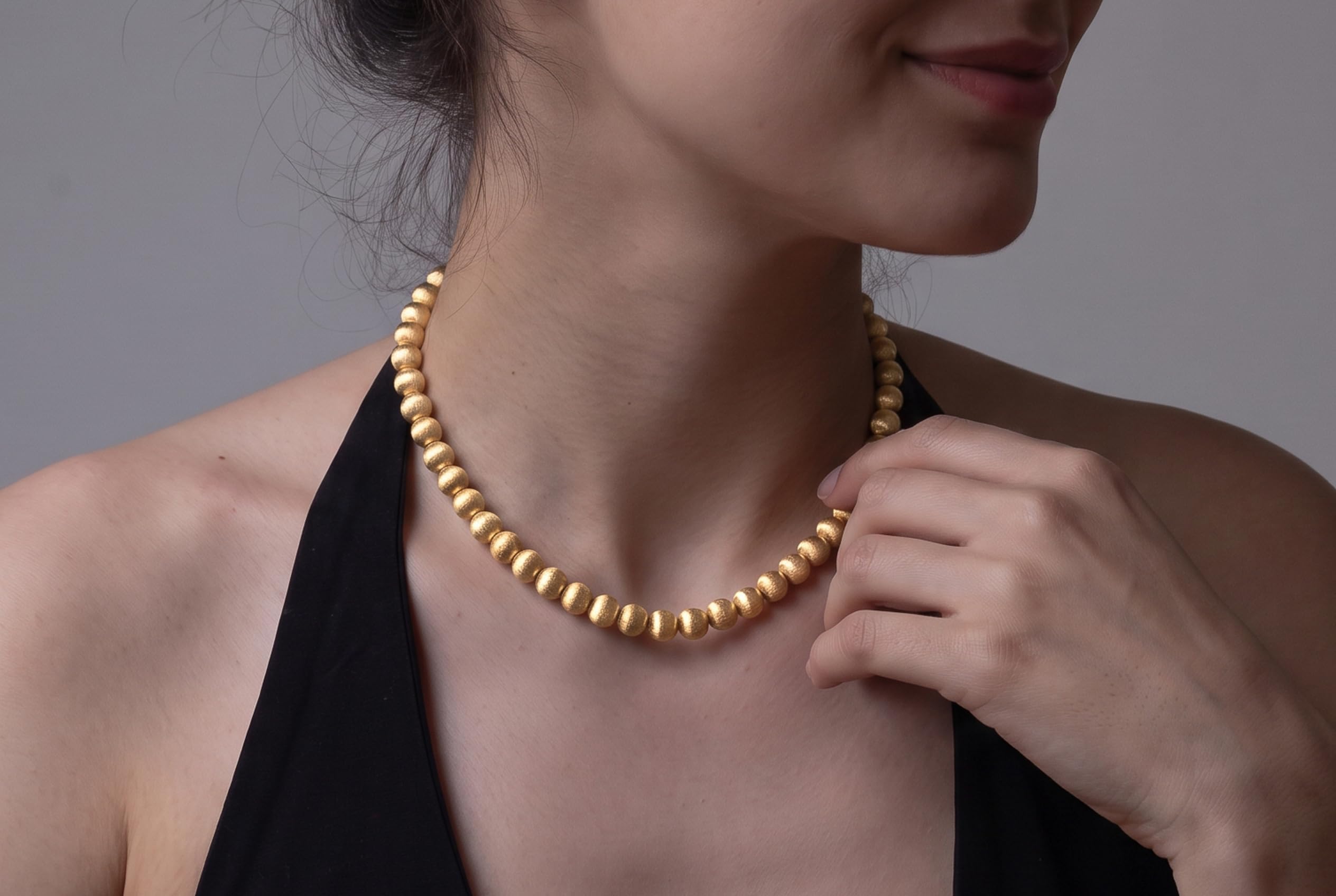 Collar de Cuentas Cepilladas de 8 mm - Gargantilla Vintage - Joyería de Oro de 14K - Statement Diario