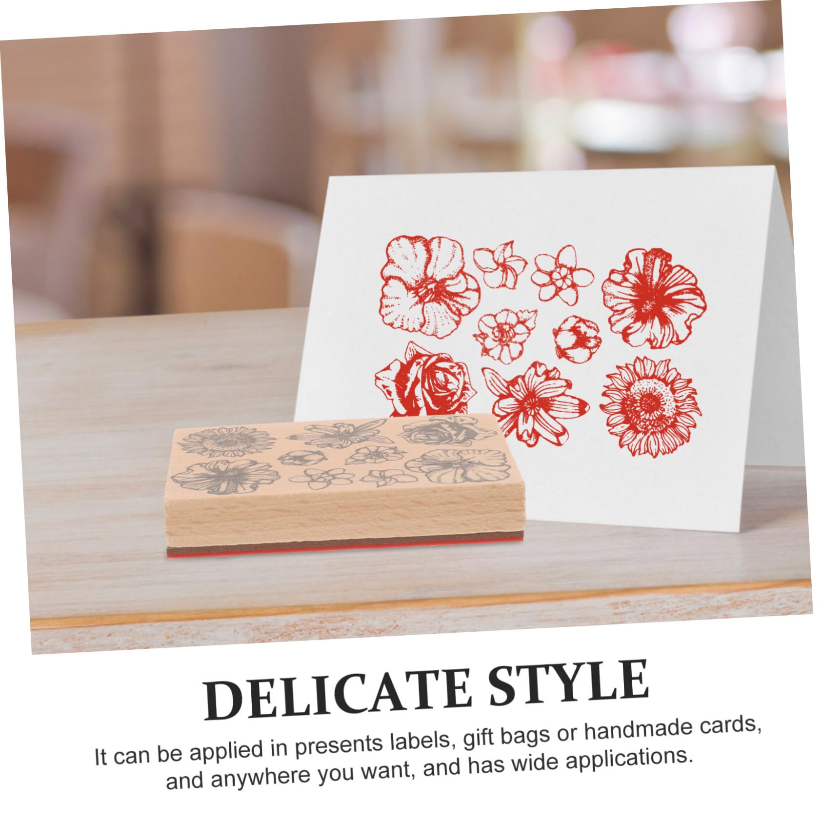 TEHAUX 5pezzi Timbro Legno Decorativo Per Scrapbooking Di Timbri Floreali Per Fai Da Te Per Creare Biglietti e Decorare Diari Compatte e Design Elegante