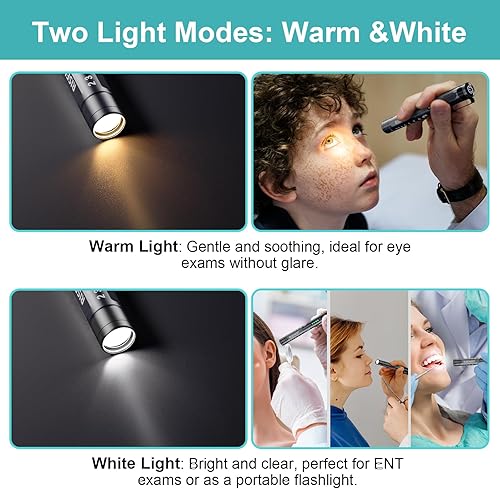 Vista 44 de RISEMART Luz de bolígrafo para enfermera, luz LED médica recargable, blanco cálido/frío y atenuación continua, luz médica portátil para enfermera
