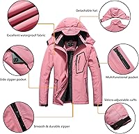 Vista 6 de Chaqueta de esquí impermeable para mujer con capucha
