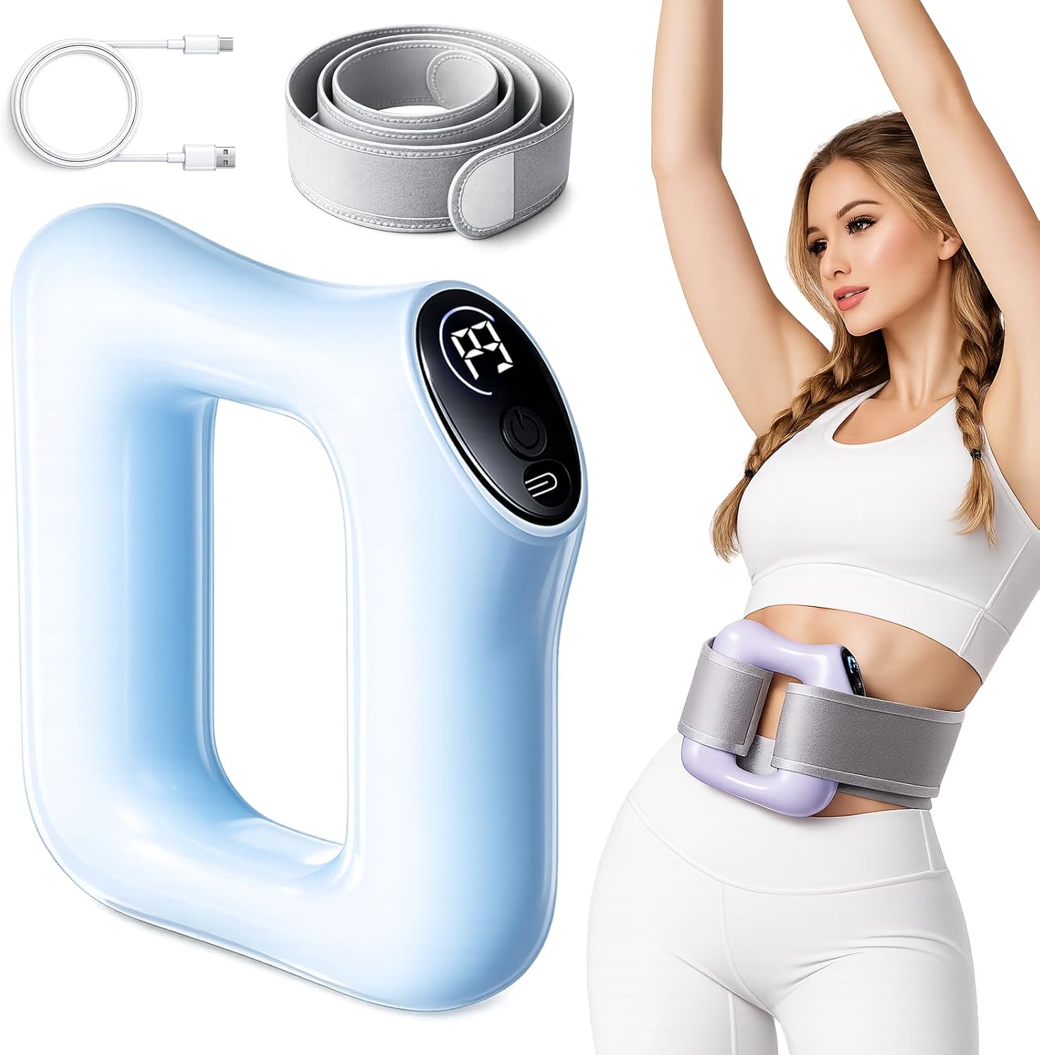 Multifunctional Fascia Ring for the Entire Body 2026 Full-Body Fat Burning and Shaping Ergonomic Electric Vibration Fascia Massager Blaster 3 Modes 5 Levels for Waist Neck Arms Legs Abdomen (Blue)