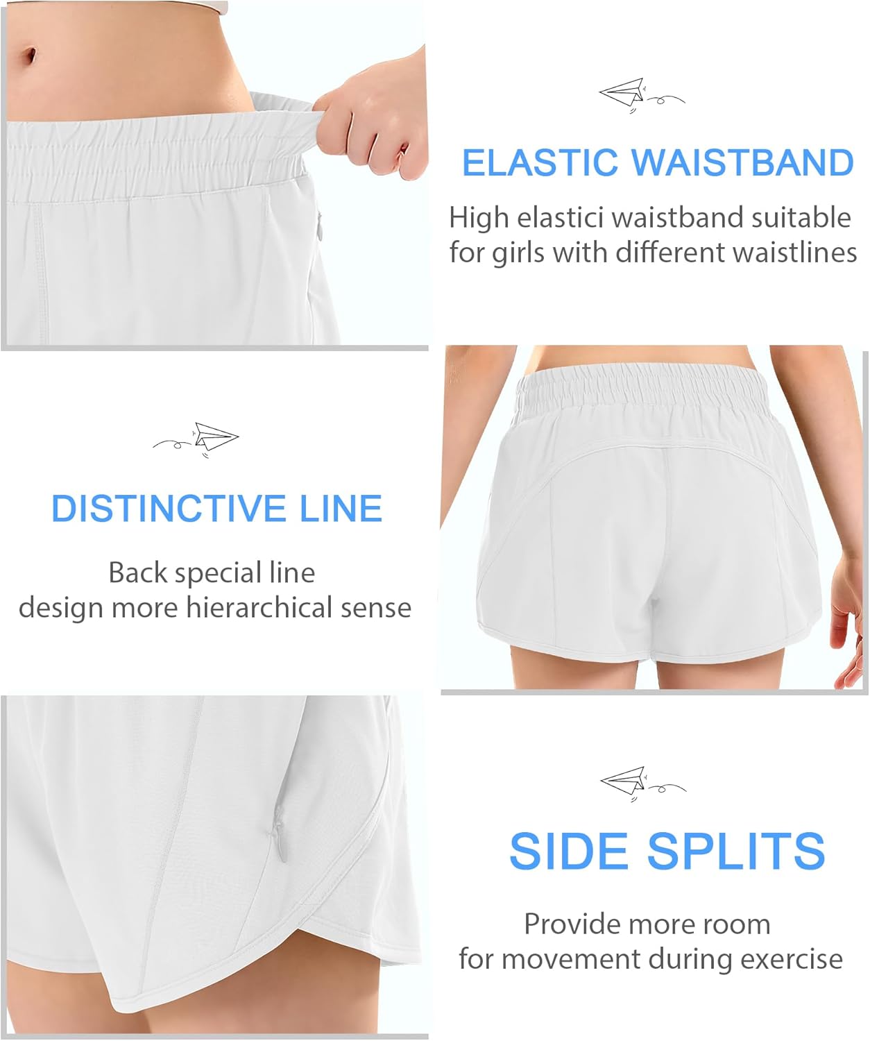 DOCUMO Girls Athletic Shorts with Zipper Pocket, Liner Quick Dry Running Shorts for Kids Teen Girls Active Sports Shorts - Image 5