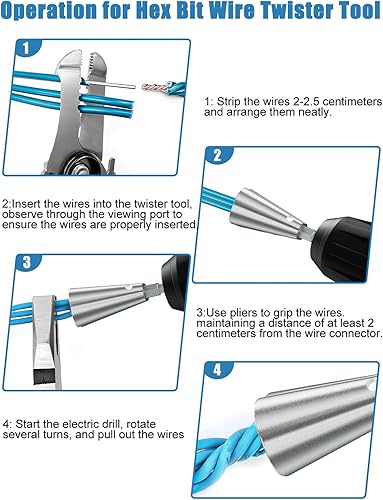 Miniatura 5 de Herramienta de torsión de alambre para taladro, pelacables de 3 vías5 vías y herramienta de torsión de alambre eléctrico para taladro eléctrico, 3