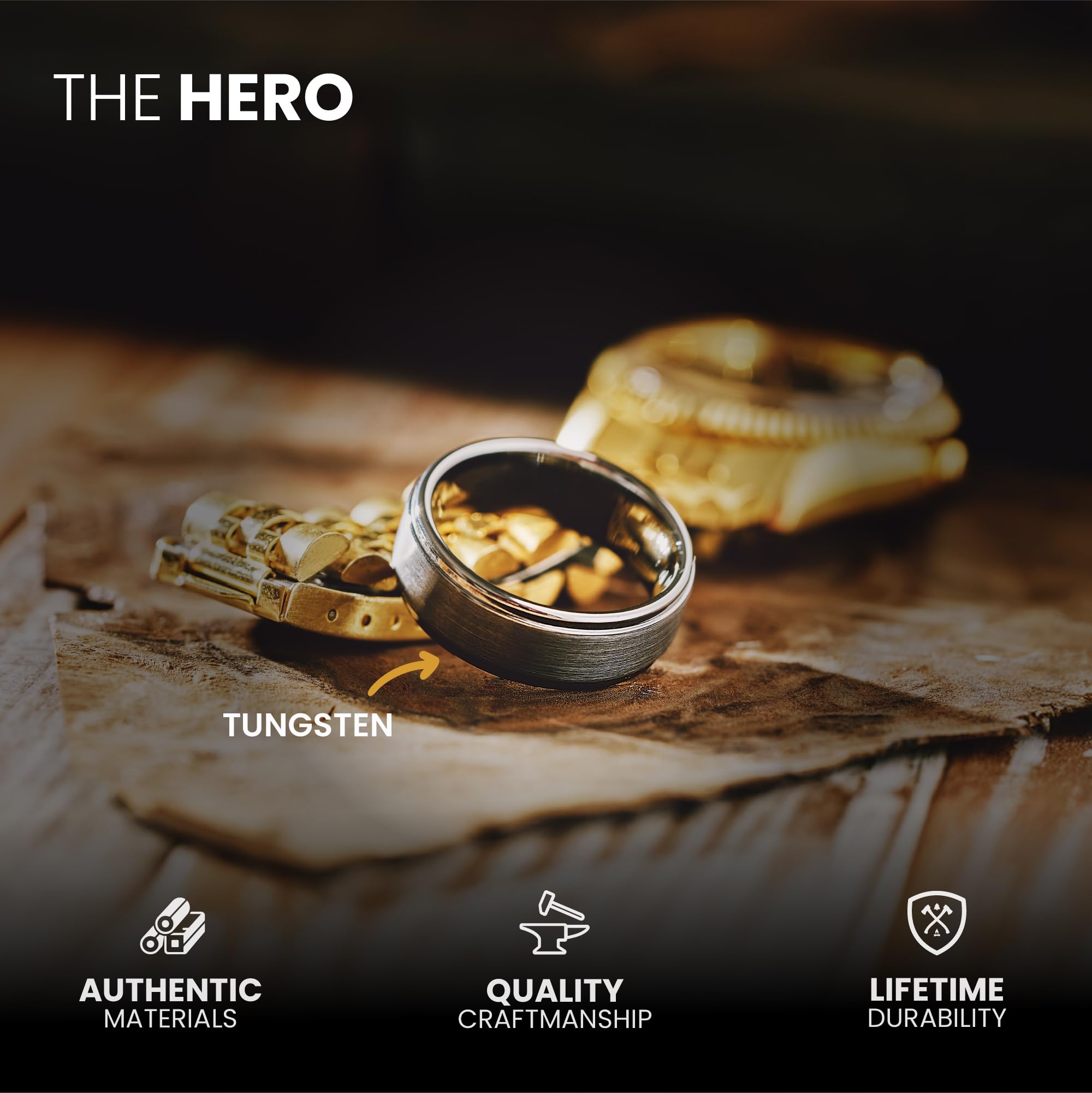 Manly Bands: Alliances et bagues pour homme – Tungstène poli ou satiné unique, alliance confortable, bague élégante pour homme, bague en silicone gratuite incluse