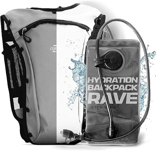 RAVERUNNER Rave Hydropack - Mochila de agua de 2 litros para raves, festivales, senderismo, correr, paquete de hidratación para festivales