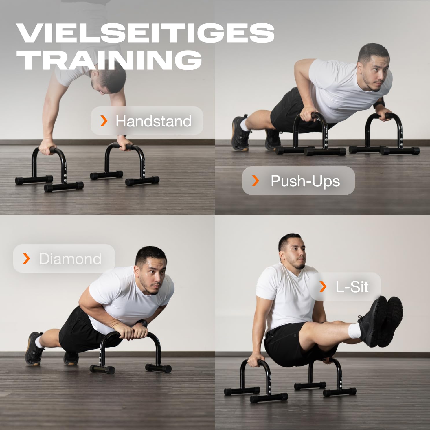 Parex Parallettes aus Stahl, gelenkschonende & rutschfeste Liegestützgriffe, Calisthenics Equipment für Indoor & Outdoor, Push-Up Bars, ideal für Handstand & Liegestütze