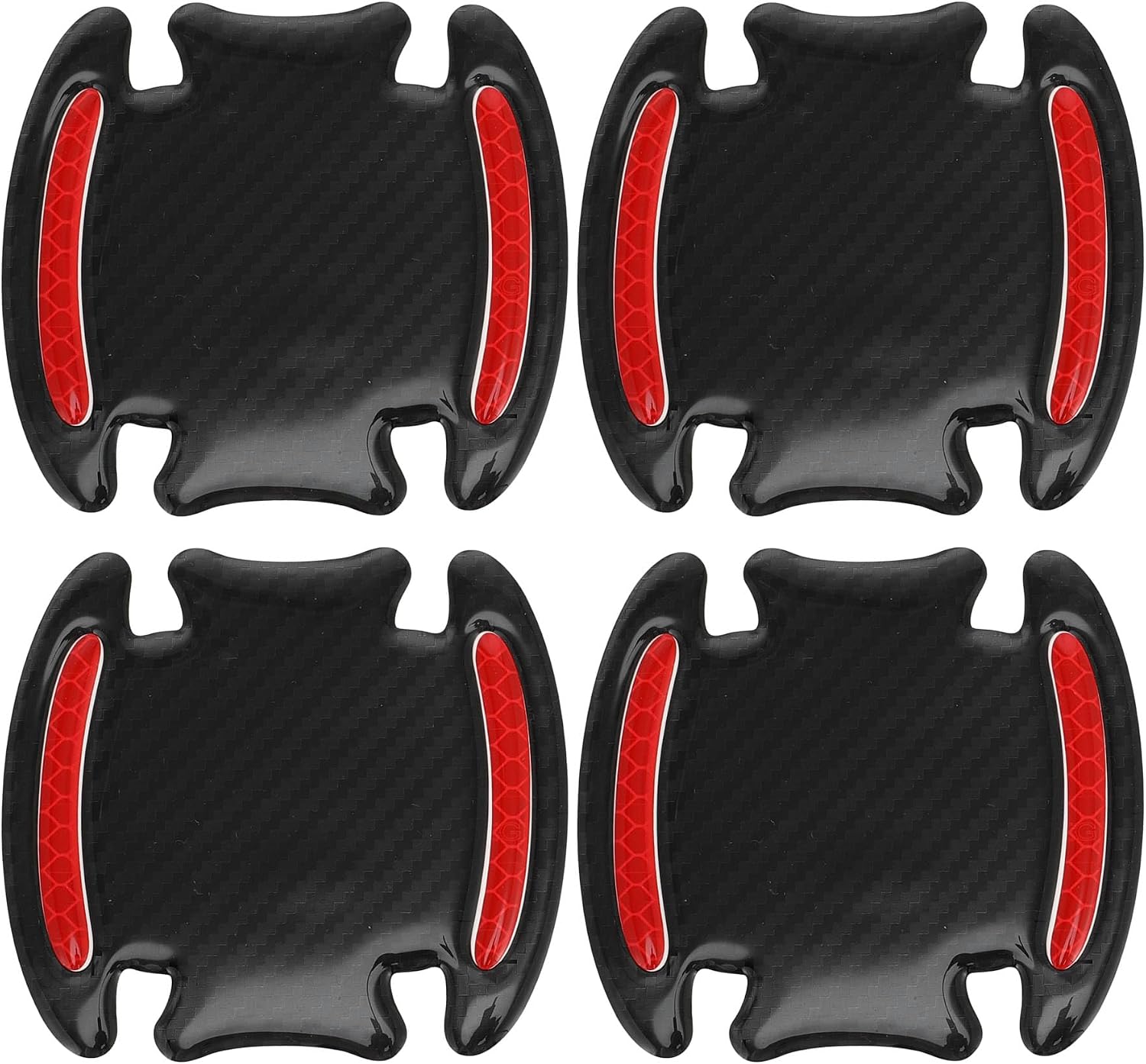 Motoforti Car Door Handle Cup Cover Epoxy Resin Black Red 4 Pcs