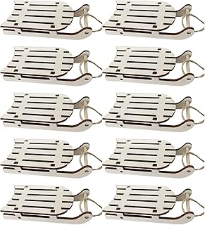 10pcs Miniature Wooden Sleighs Ornament Mini Christmas Sleigh Blank Wood Sleigh Adornment for Xmas Desk Decor - Style B