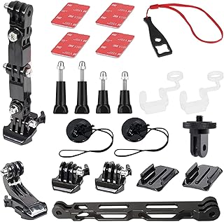 Higatful Motorcycle Helmet Chin Mount Kit with Extension Arms Compatible with Insta360 ONE X2/X/R/GO 2, GoPro Hero and DJI OSMO Action 2