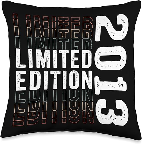 Limited Edition 2013-Awesome 10th Birthday Retro Vintage Throw Pillow, 16x16, Multicolor