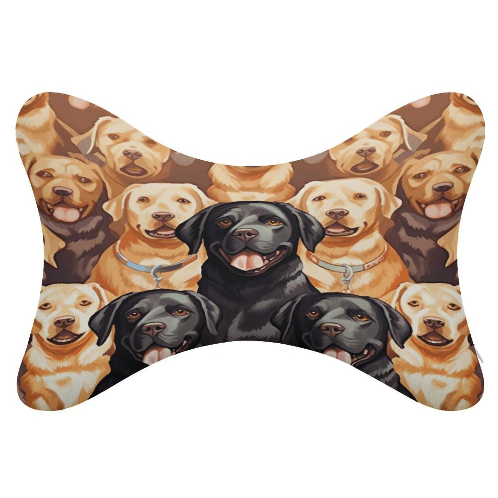 VstaDank Labrador Retriever Dogs Car Neck Pillows 2 Pack Removable Ergonomic Cervical Support Pillow Fashion Cozy Bone Shaped Pillows Soft Car Headrest Pillow for Office Airplane Most Car
