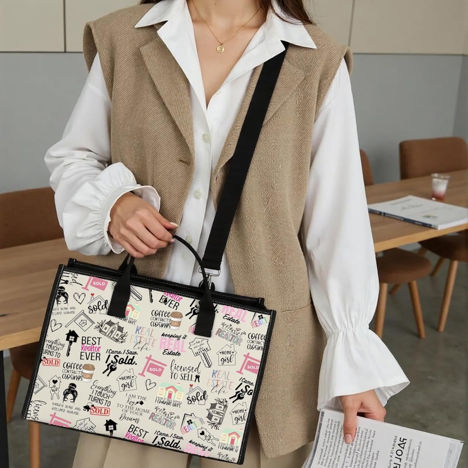 WCGXKO Novelty Realtor Shopping Bag Realtor Sayings Real Estate Life Quotes Canvas Reusable Bag - Image 7