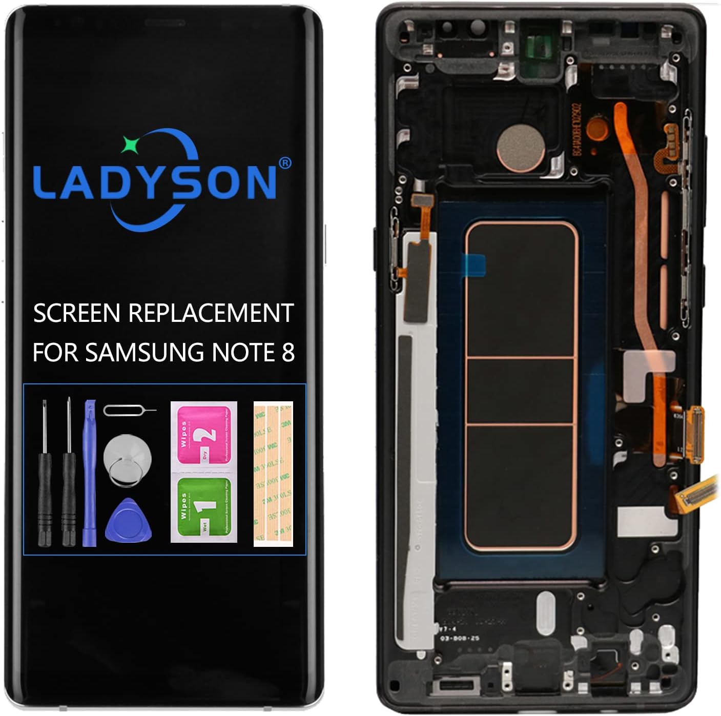 Original For Samsung Galaxy Note 8 LCD Screen Replacement For Note 8 2017 N950 SM-N9500 N950F/DS/W/U LCD Display Touch Sensor Glass Panel Digitizer Assembly Repair Parts Kit (Black with Frame)