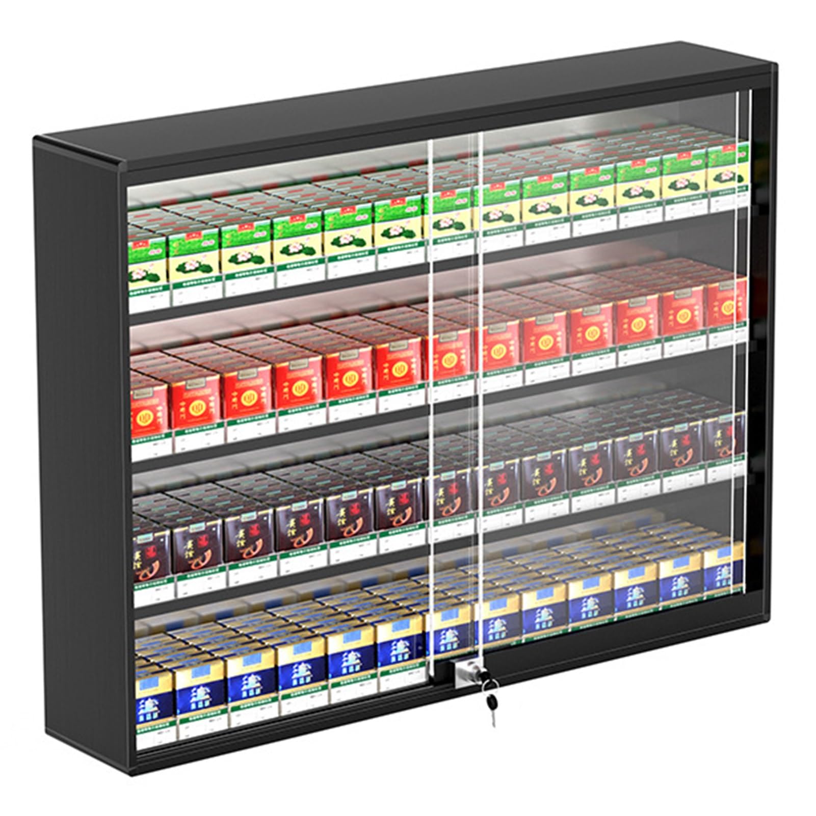 Expositor de cigarrillos, estantes de exhibición para tiendas minoristas, supermercados y mercados, vitrina de exhibición de cigarrillos de pared, organizador d,Black-31.69x6.81x23.62in/80.5x17.3x60CM
