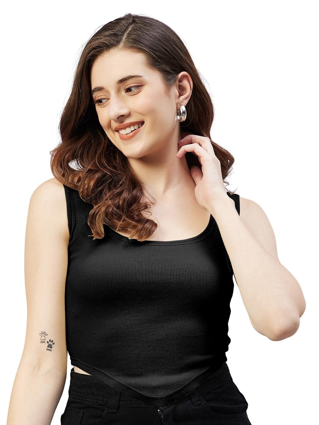 BLINKINWomen's Cotton Regular Fit Crop Tops | Ribbed Crop Tank Top