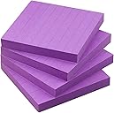 Lined Sticky Notes 3x3 Sticky Notes with Lines Self-Stick Notes Bright Color 4 Pads 90 Sheets/Pad (Purple)