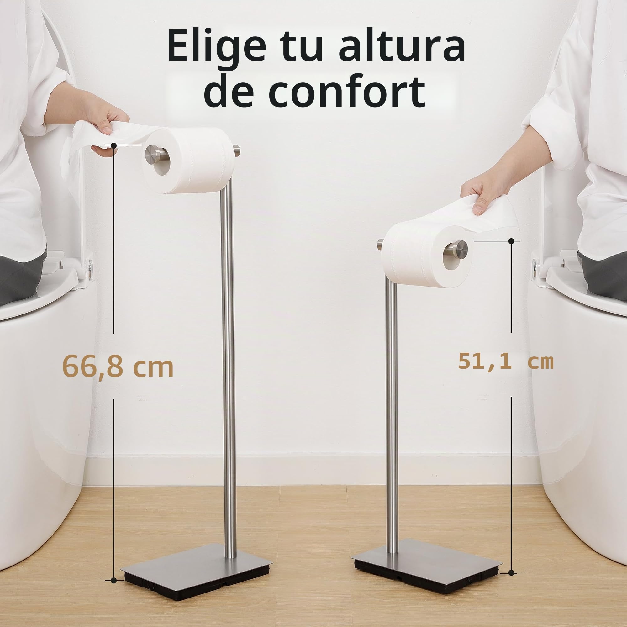 KES Porta Rollos de Papel Higienico, Portarrollos para Papel Higiénico de Pie, Acero Inoxidable Cepillado, BPH286S1A-2