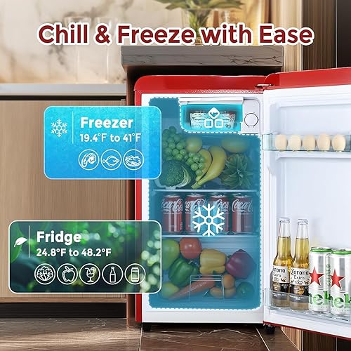 Miniatura 4 de Refrigerador compacto de una sola puerta con congelador, mini refrigerador de 2.7 pies cúbicos para cocina, apartamento, dormitorio, caravana,