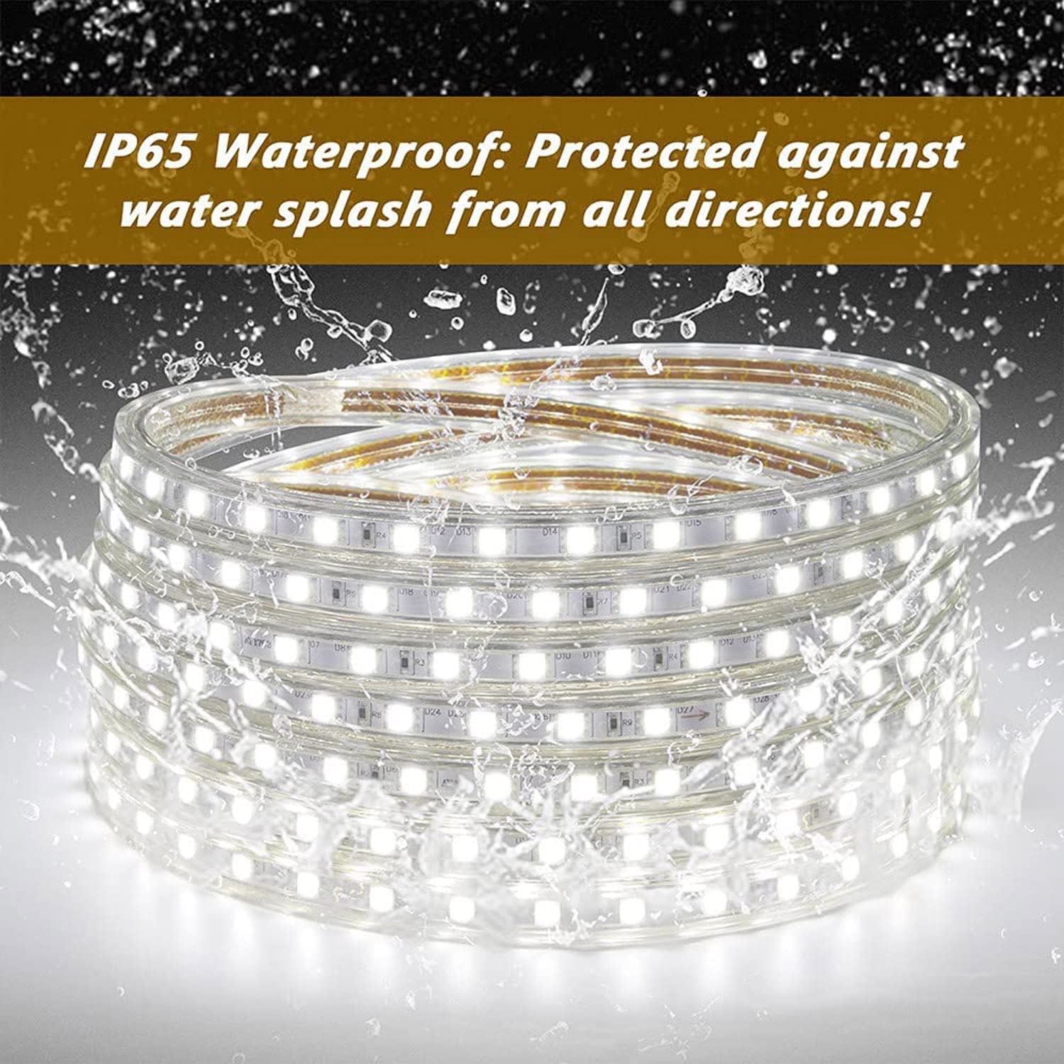 Striscia LED con Interruttore, Striscia LED 220v senza Trasformatore, Impermeabile IP65 LED Striscia Adesiva Strip LED, 20M, Bianco