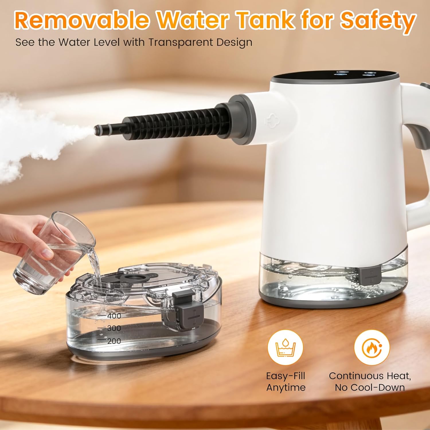 Handheld Steam Cleaner, Multi-Surface Steam Cleaner with Safety Lock, Adjustable Portable Steamer Cleaning with 11pcs Accessories for Home,Floor,Grout, Car, Couch,Furniture - 450ML Water Tank