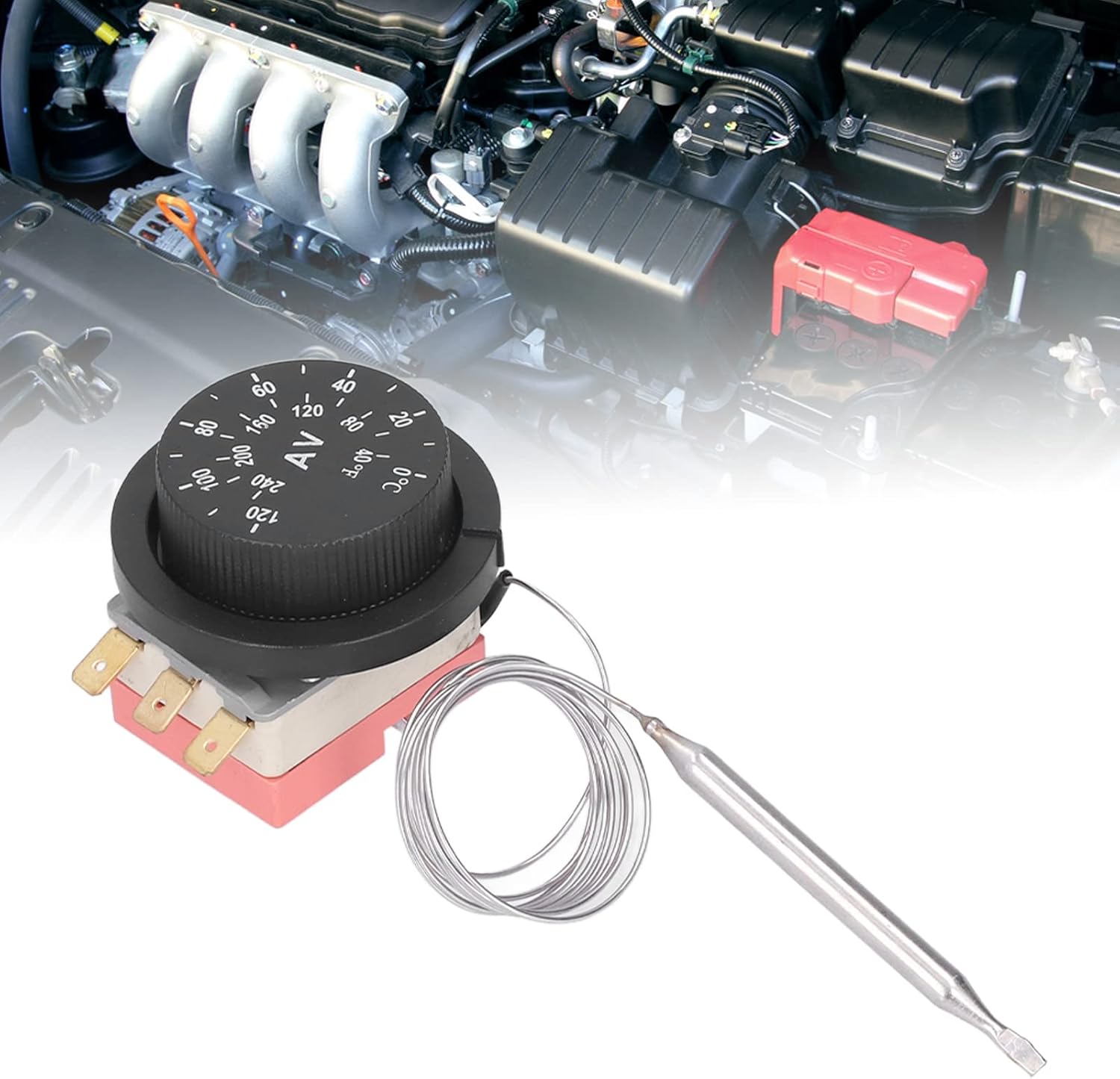 Temperature Control Switch Capillary Thermostat, Adjustable Electric Fan Thermostat Switch 3 Pins Design Temperature Control Probe Kit