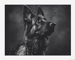 Black German Shepherd Paint by Numbers for Adults Beginner DIY Painting Kits Wall Art for Home Office Decor 40x50cm