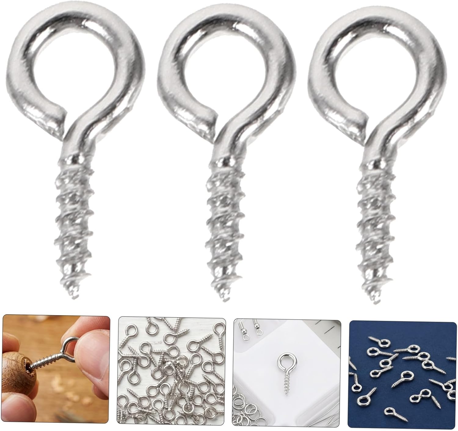 PRETYZOOM 600pcs Small Screw Eye Pins Hooks 10mm Iron Metal Eyelet Craft Screws for Jewelry Making and DIY Beads Pendants Secure Hanging Solution