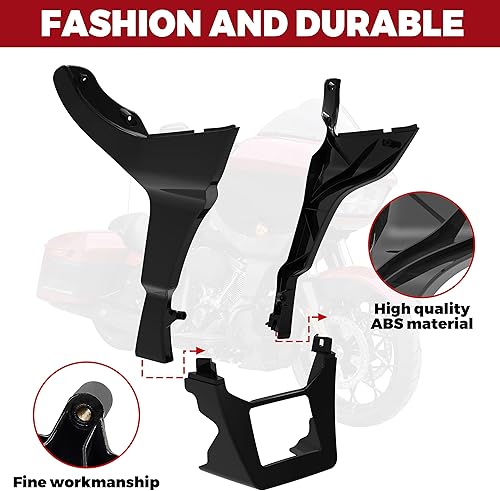 Miniatura 4 de Cubierta de alerón de carenado lateral negro para Road Glide 17-23, cubierta de alerón de carenado lateral negro brillante con kit de cubierta de