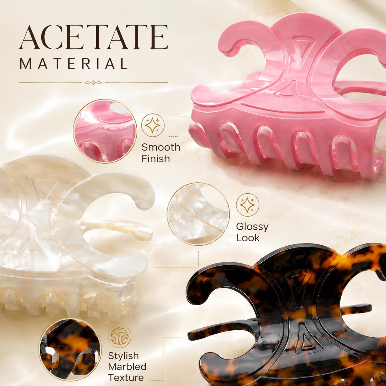 Butterfly Hair Clips, 4-Pack Acetate Claw Clips for Women, 2.91 x 1.77 in image 4