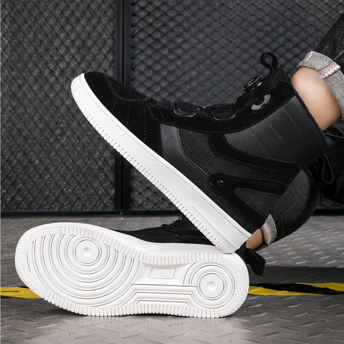 SDEQA Scarpe Moto Uomo Pulsante Rotante Stivali Racing Motocross Impermabile Scarpe da Equitazione Stradale con Supporto alla Caviglia per Pista e Strada