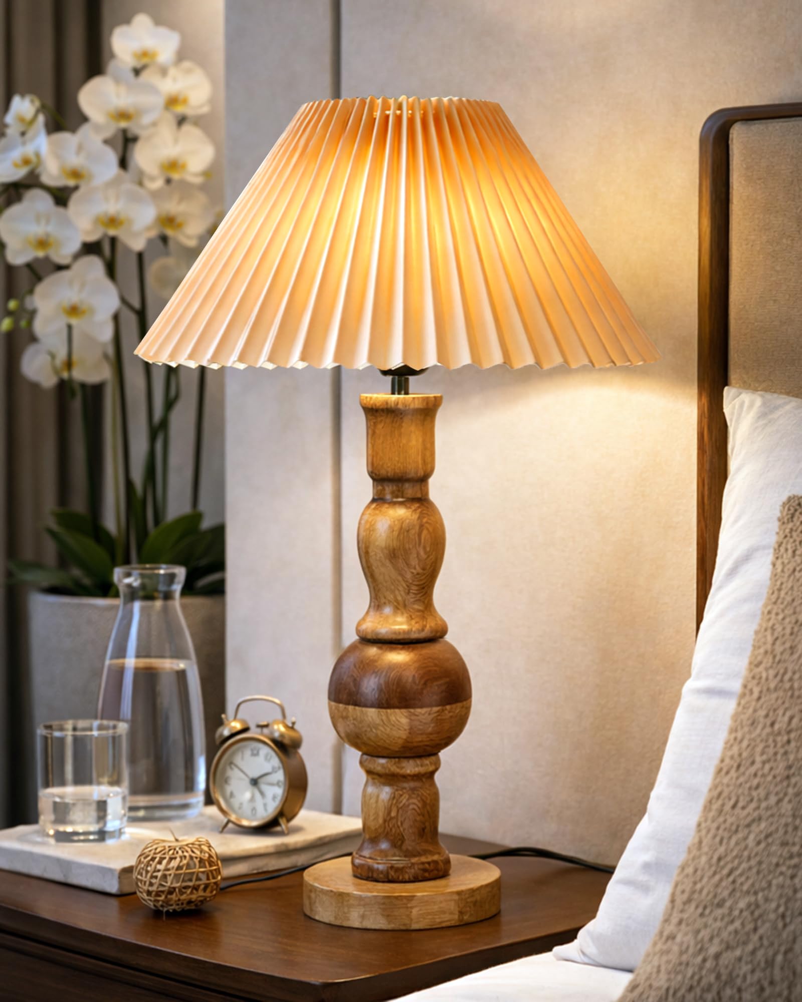 Rustic Green Wooden Table Lamp - Homesake -16